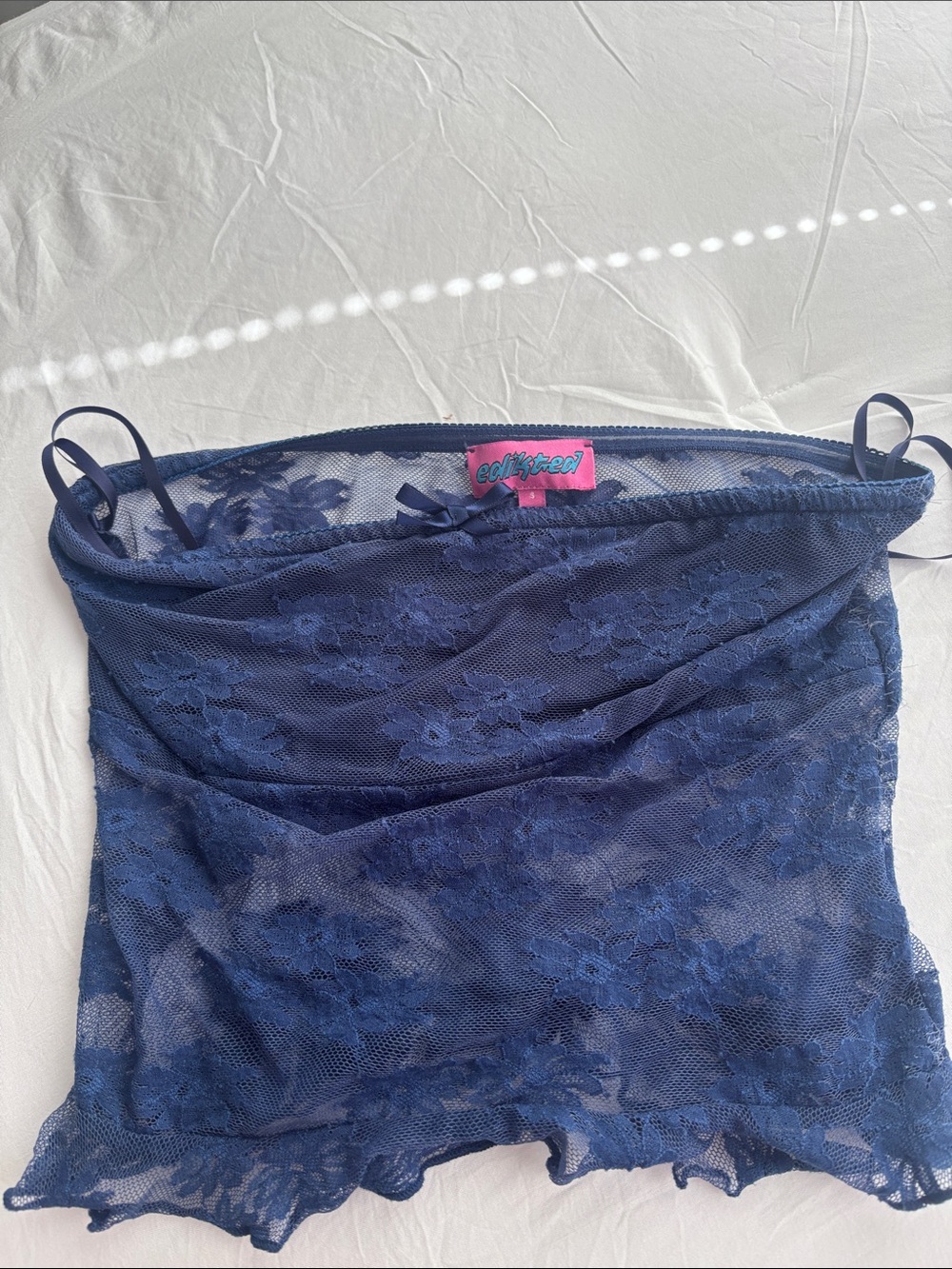 Edikted navy lace camisole with floral mesh